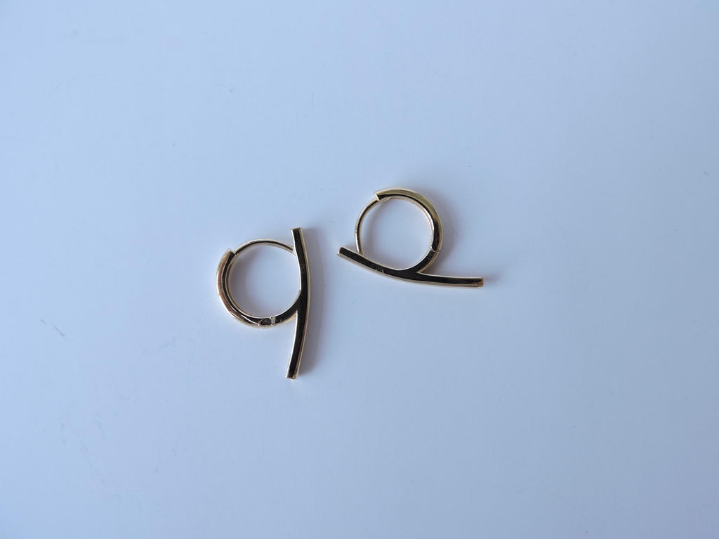 Gold Hoops, Design Hoop Earring, 14k Solid Gold Earring