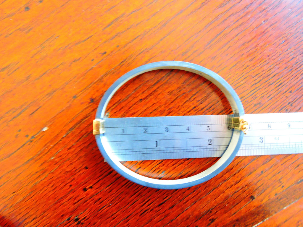 18K Gold & Silver Diamond Bangle – Two Tone Bracelet with 0.09 Ct Natural Diamonds – Handmade Fine Jewelry