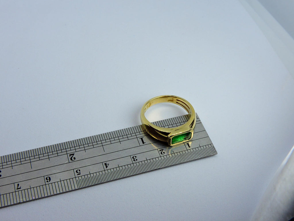 Emerald Gold Ring,  Stacking Ring, Unisex Emerald Ring, 14k Band Ring, Emerald Band