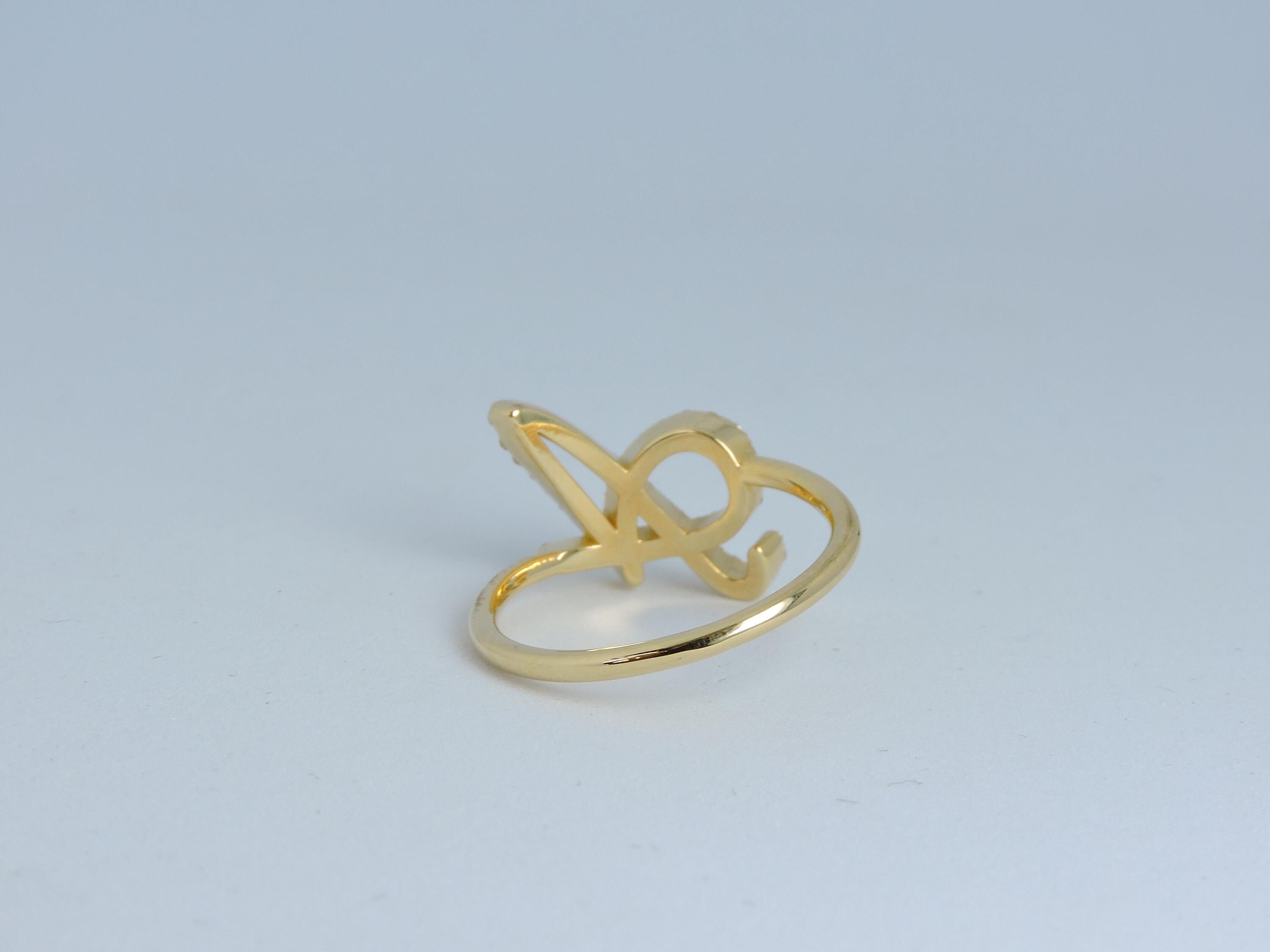 14K Gold Diamond Initial Ring, Letter Ring A–Z, Personalized Diamond Ring, Custom Made Fine Jewelry Gift