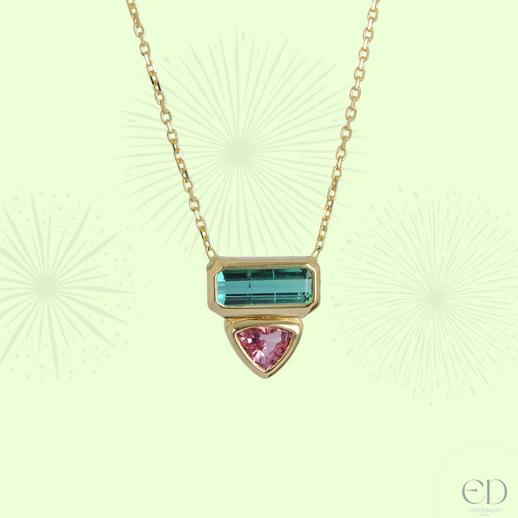 Tourmaline and Spinel 14K Gold Necklace
