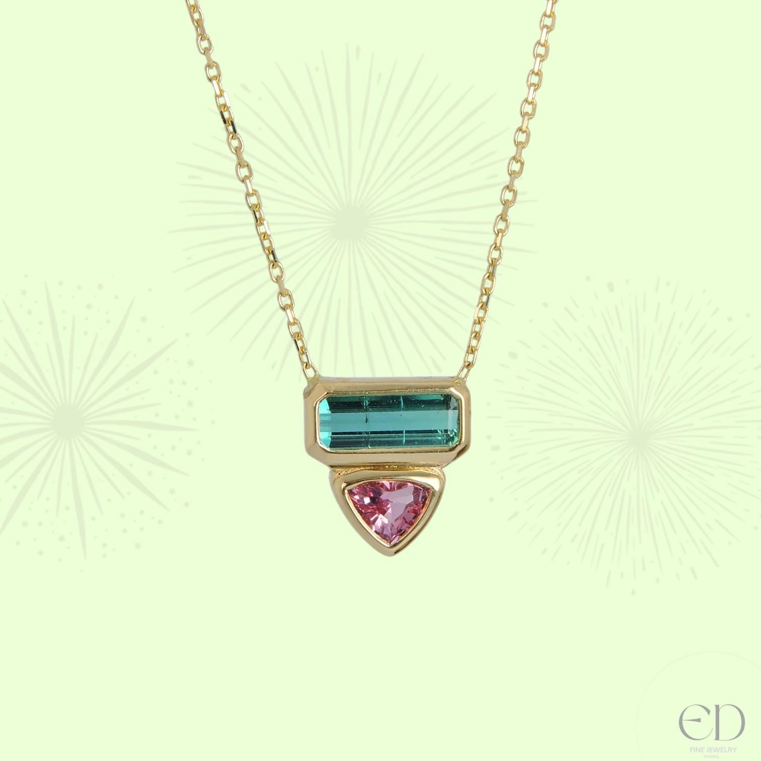 Tourmaline and Spinel 14K Gold Necklace