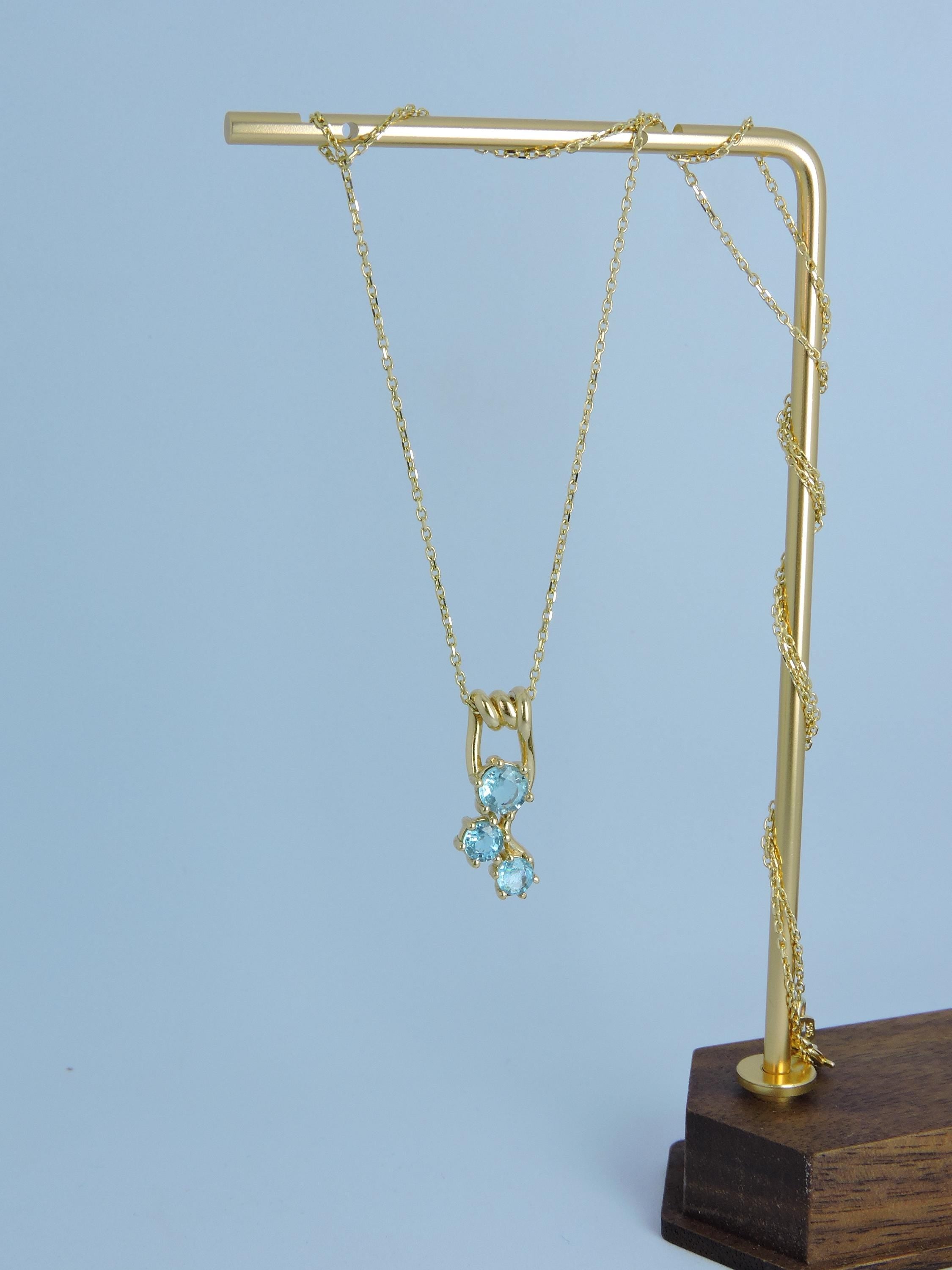 Handmade Paraiba Tourmaline 14k Gold Necklace, Prong Pendant