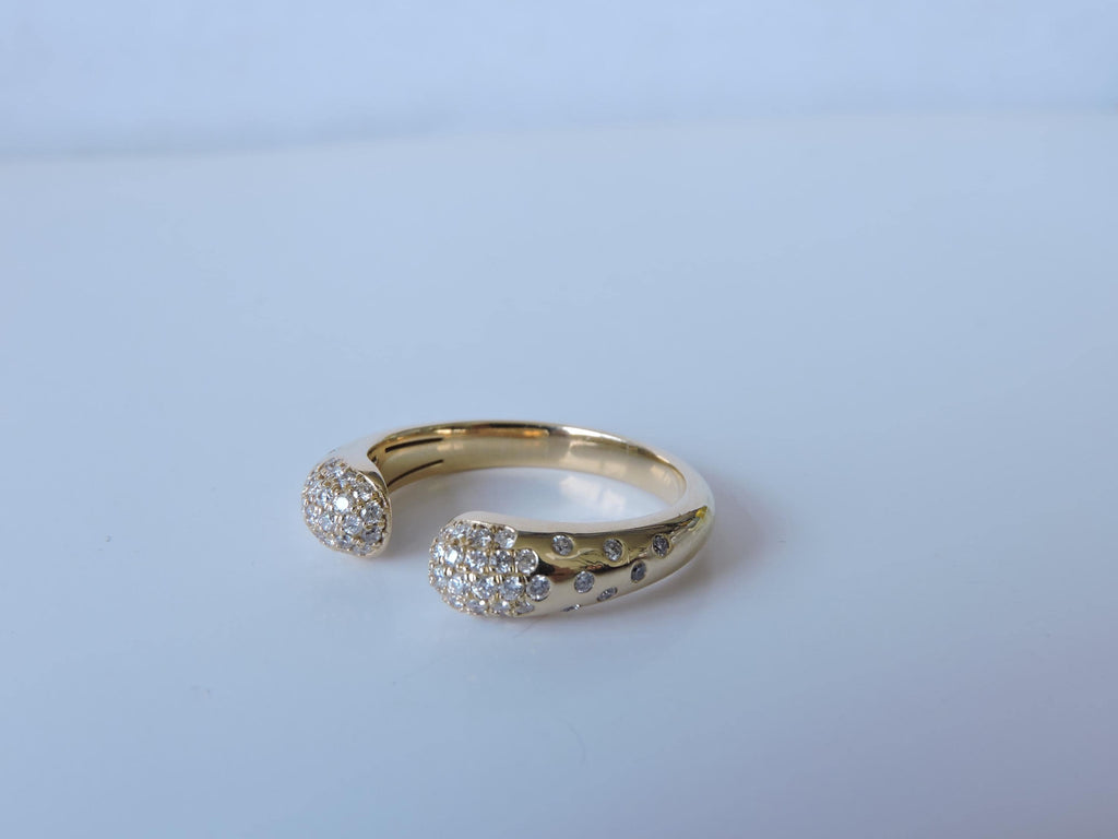 Open Ring Diamond Gold Ring Open Band 0.43ct Natural Diamond Open Stacking Ring Valentine's Day Gift for Girlfriend Luxury