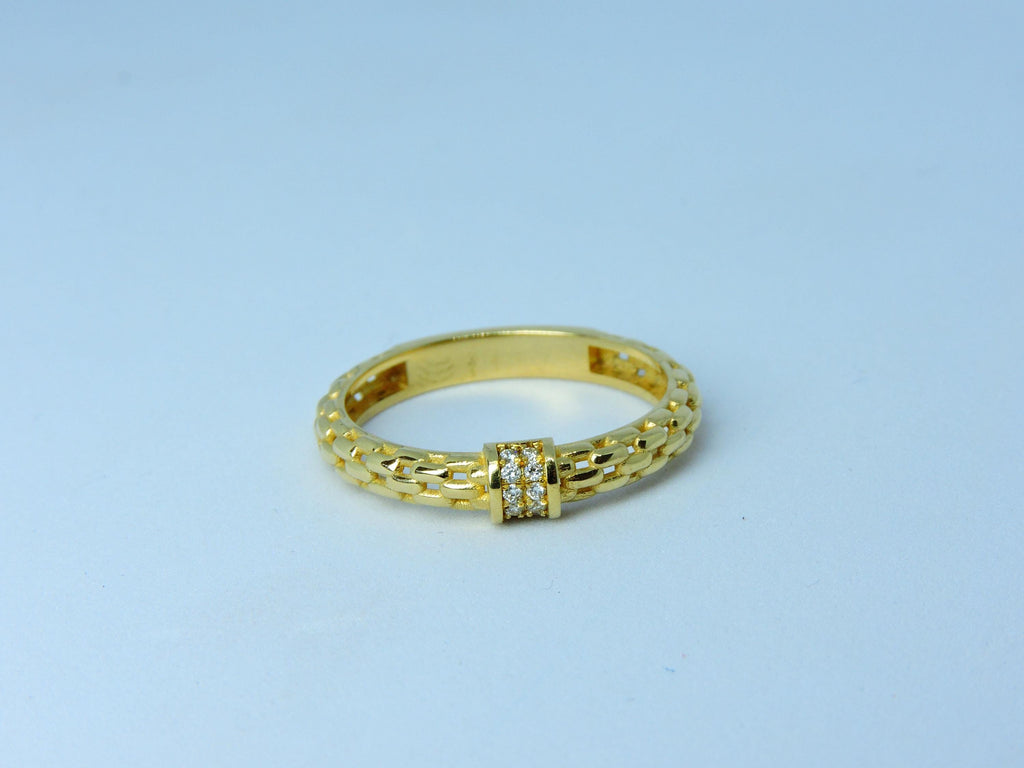 Stackable Ring, Gold Ring 14k, Diamond Ring, 14K Solid Gold Chain Ring, Dainty Diamond Stacking Ring