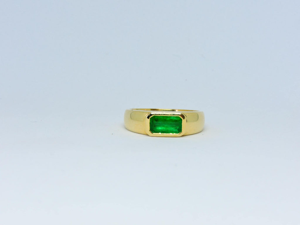 Emerald Gold Ring,  Stacking Ring, Unisex Emerald Ring, 14k Band Ring, Emerald Band