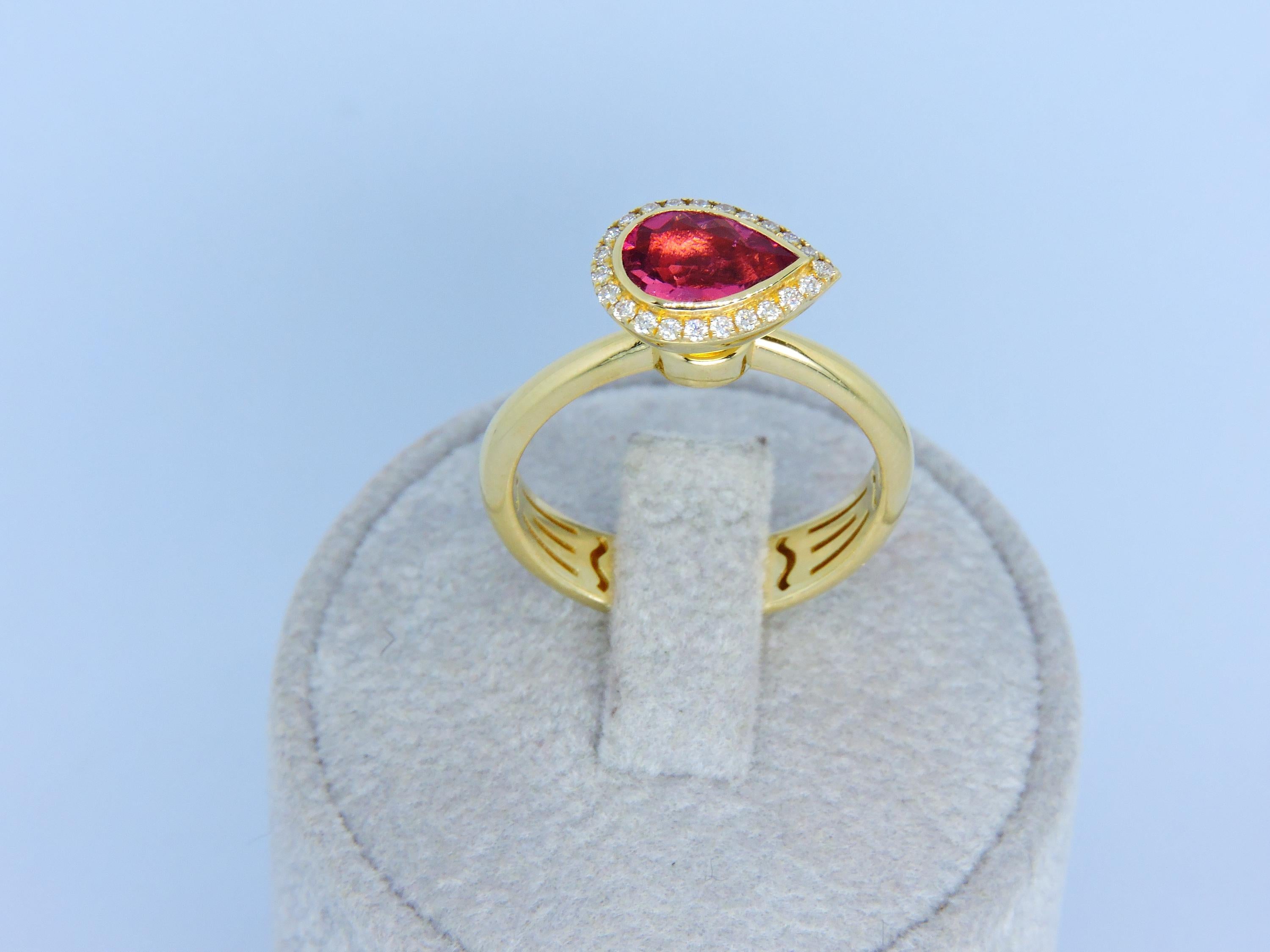 Spin Ring, Spinner Ring, Anxiety Relief Jewelry, 14k Rotating Top Ring, Pear Rubelite Ring,
