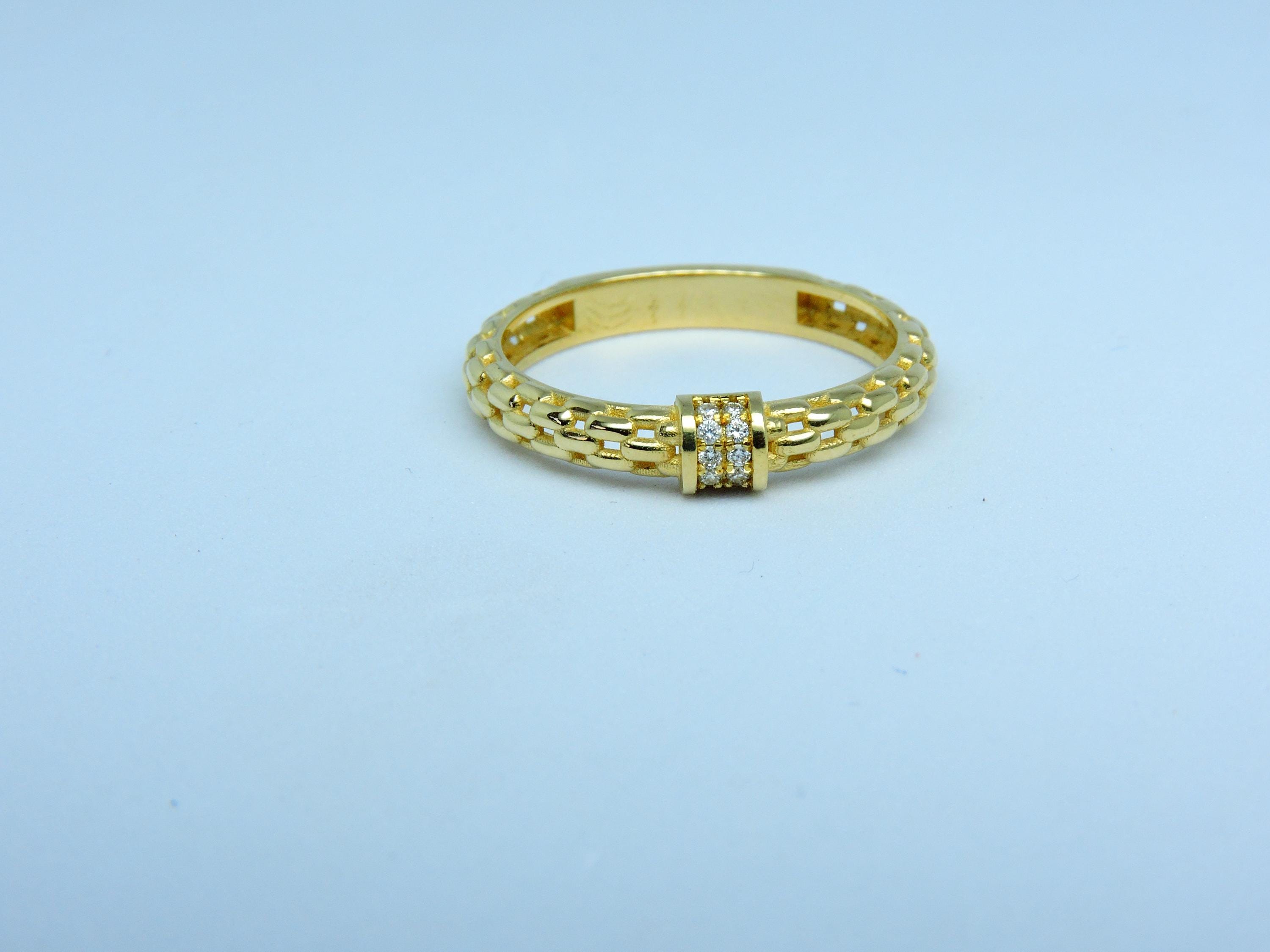 Stackable Ring, Gold Ring 14k, Diamond Ring, 14K Solid Gold Chain Ring, Dainty Diamond Stacking Ring