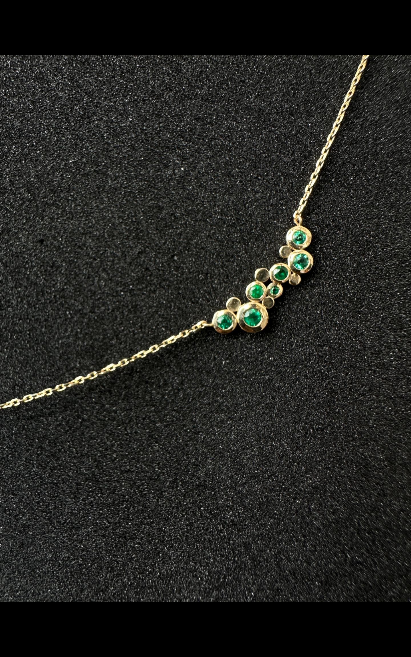 14K Solid Gold Emerald Bezel Necklace: Handmade Birthday Gift
