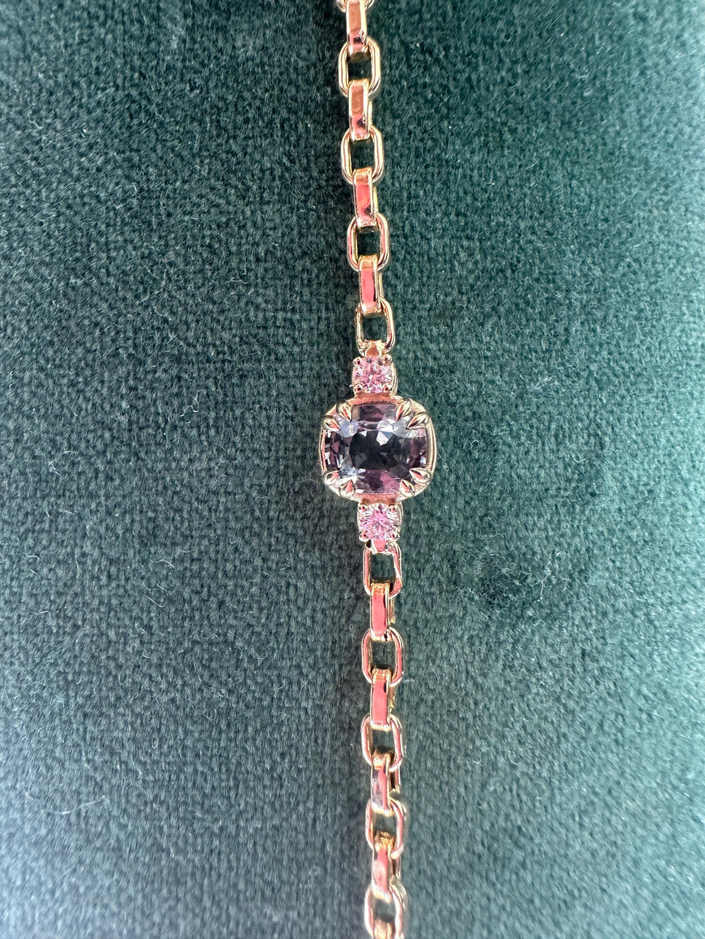 Cushion Gold Bracelet Grey Blue Spinel with Diamond Bracelet Halloween Birthday