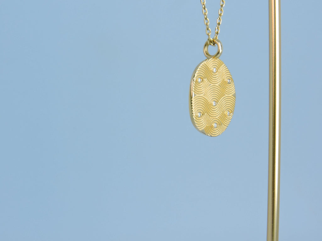 Handmade 14k Gold Medallion Necklace with Diamond Circle, Round Necklace, Coin Necklace