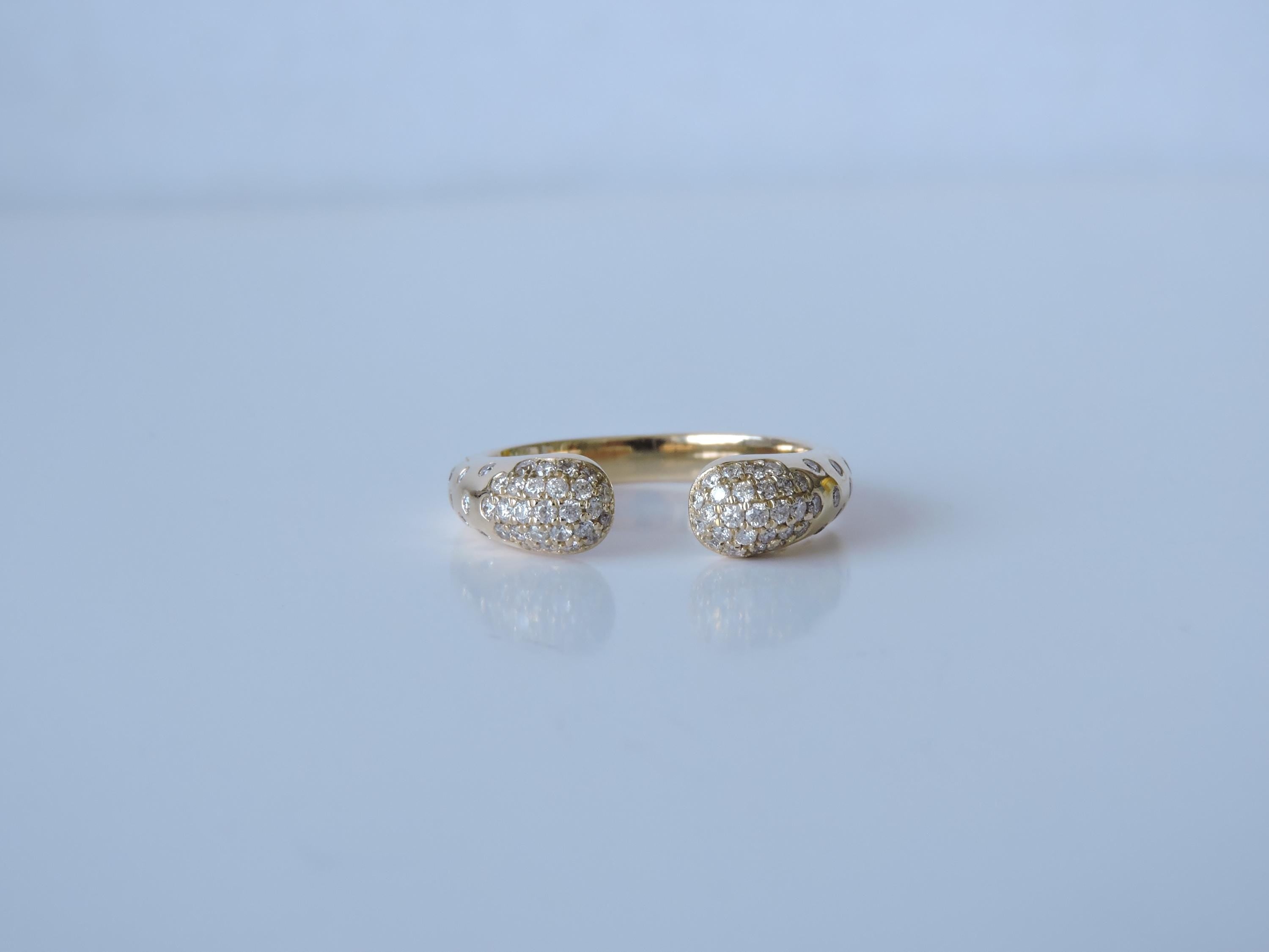 Open Ring Diamond Gold Ring Open Band 0.43ct Natural Diamond Open Stacking Ring Valentine's Day Gift for Girlfriend Luxury