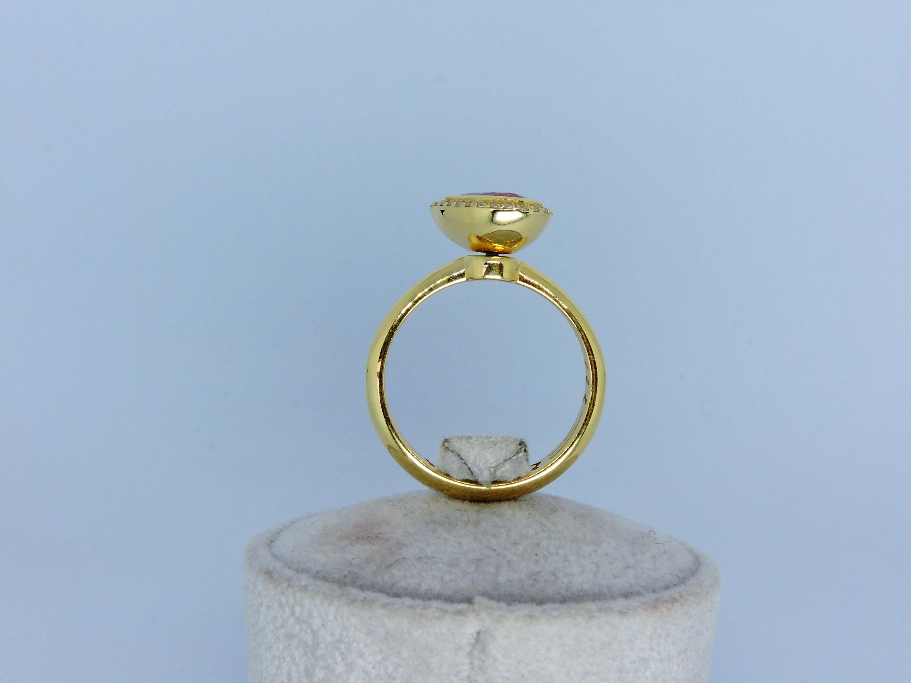 Spin Ring, Spinner Ring, Anxiety Relief Jewelry, 14k Rotating Top Ring, Pear Rubelite Ring,