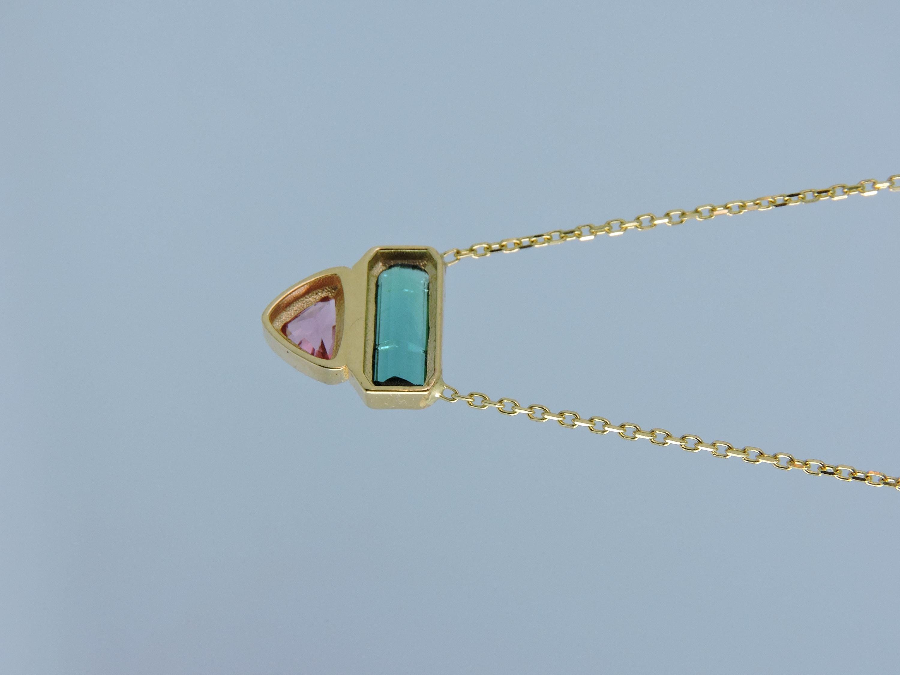 Tourmaline and Spinel 14K Gold Necklace
