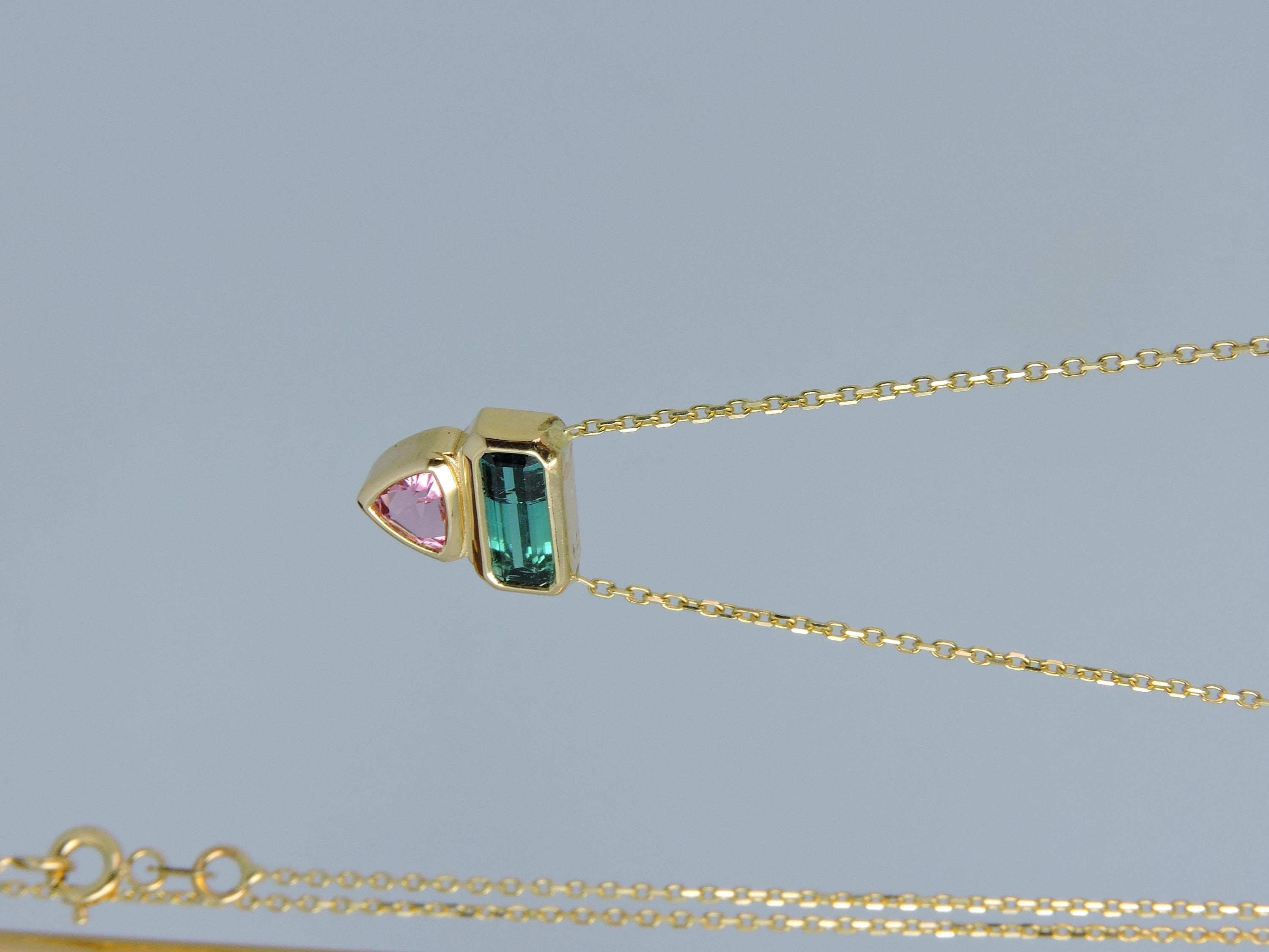 Tourmaline and Spinel 14K Gold Necklace