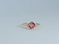 Pink Rubelite Diamond 14k Gold Engagement Ring, Radiant Cut Ring, Pink Engagement Ring with Diamond