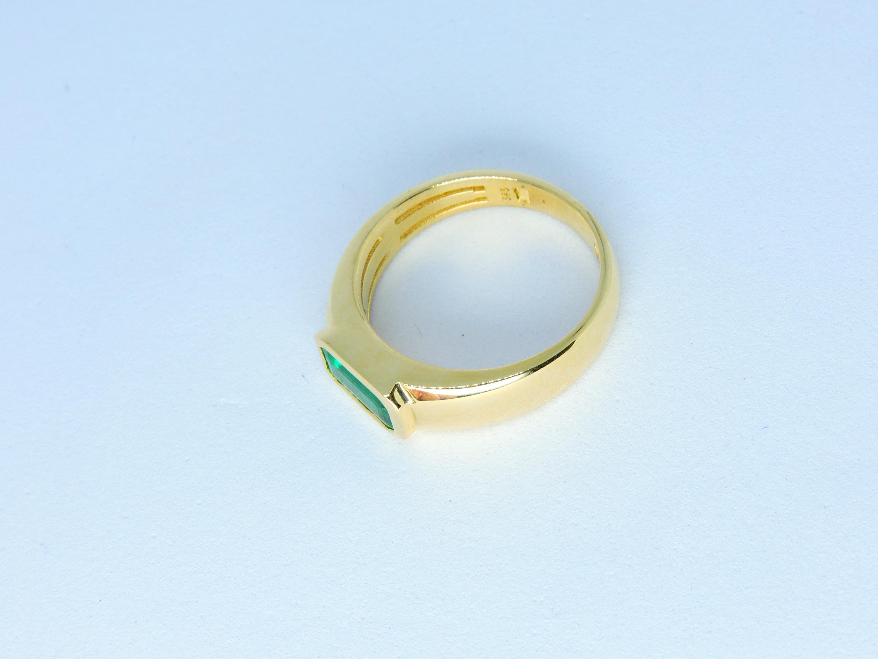 Emerald Gold Ring,  Stacking Ring, Unisex Emerald Ring, 14k Band Ring, Emerald Band