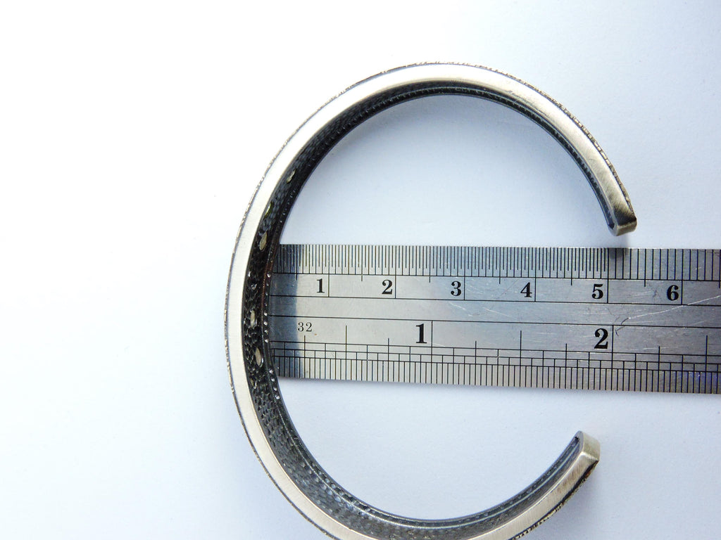 Salt And Pepper Diamond, Oxidiced Silver Bracelet, Silver Cuff Bracelet, Boyfriend Gift,