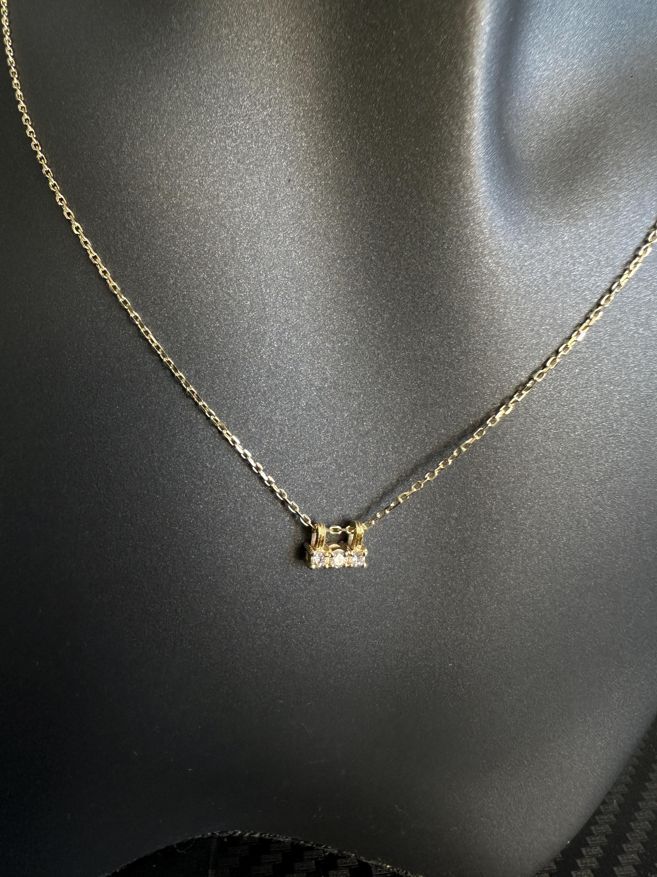 14k Gold Three Stone Diamond Necklace: Delicate Gift