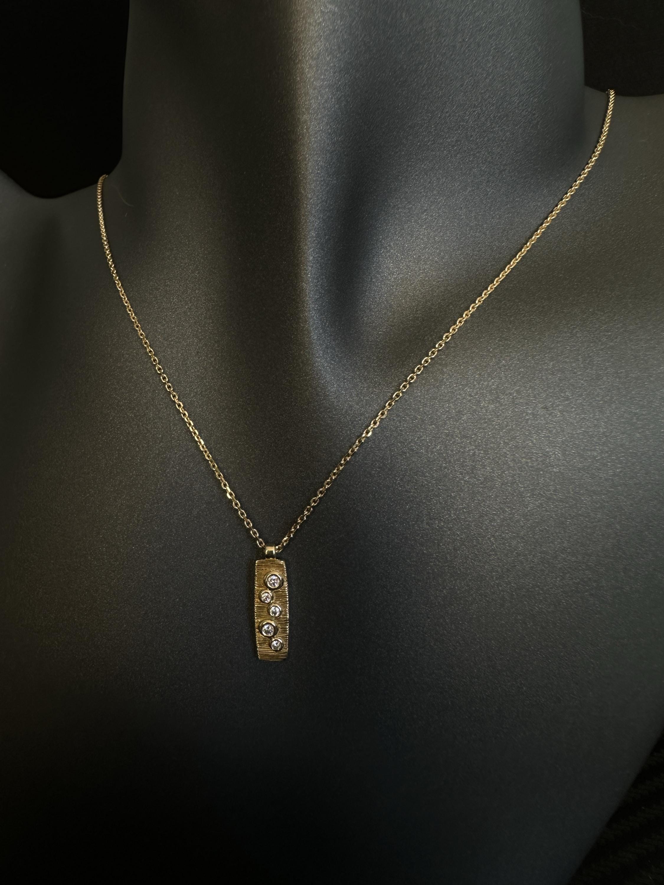 Handmade Diamond 14k Solid Gold Necklace Gift for Girlfriend Bezel Diamond Design Pendant