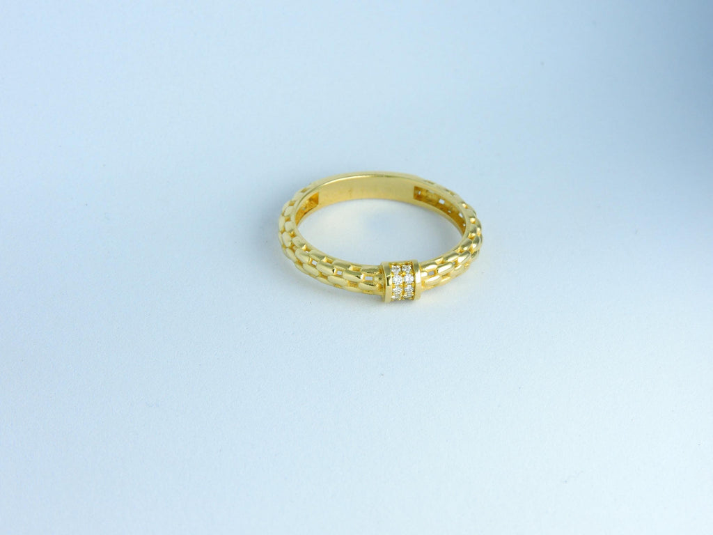 Stackable Ring, Gold Ring 14k, Diamond Ring, 14K Solid Gold Chain Ring, Dainty Diamond Stacking Ring