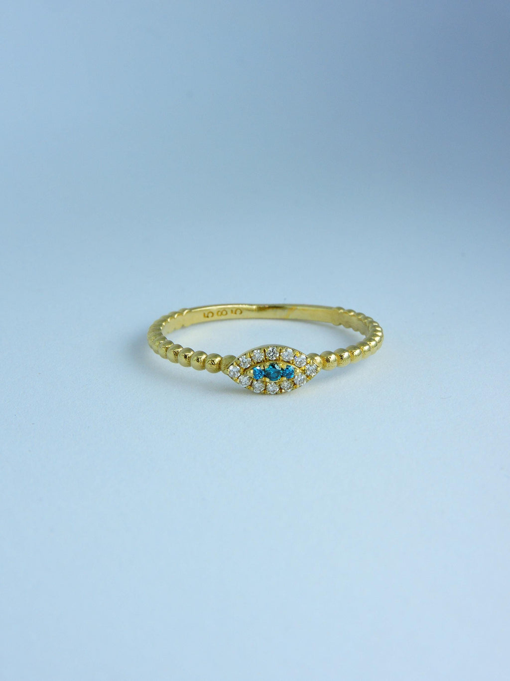 Mini Eye Ring, Evil Eye Ring, 14 K Gold and Diamond Ring, Best Gift For Girlfriend, Valentine's Day