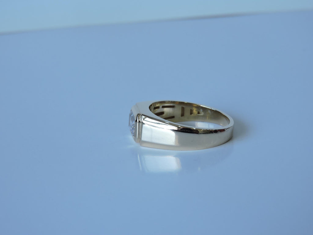 Men's 14K Gold Engagement Ring, Emerald Cut 1CT Topaz,