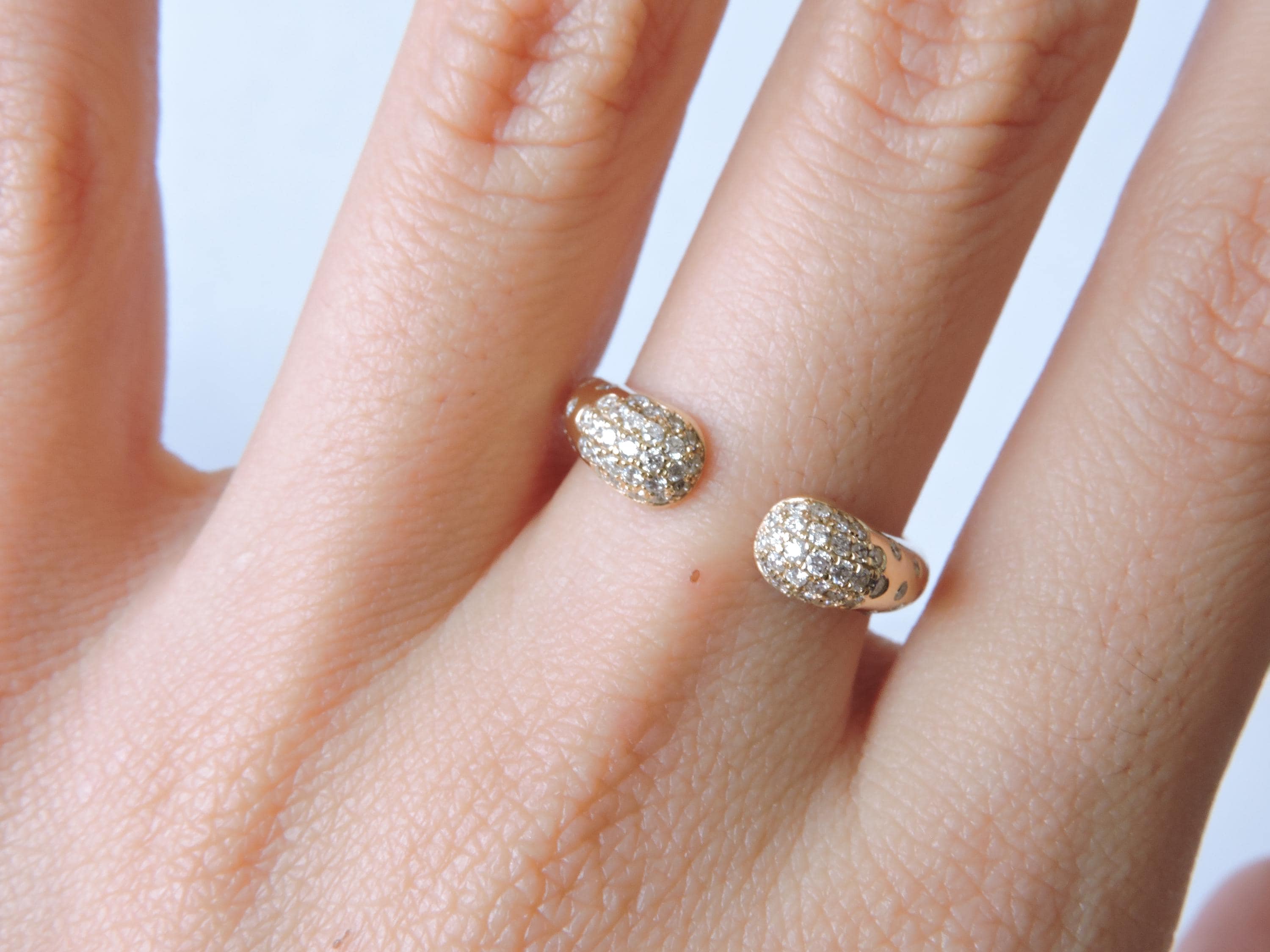 Open Ring Diamond Gold Ring Open Band 0.43ct Natural Diamond Open Stacking Ring Valentine's Day Gift for Girlfriend Luxury