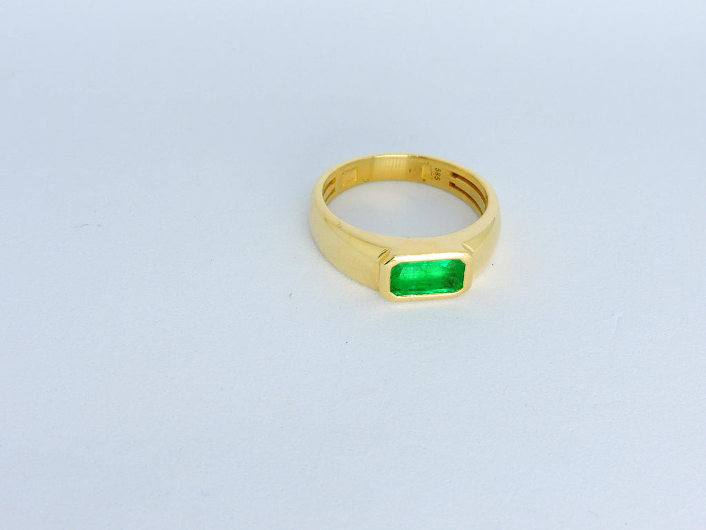 Emerald Gold Ring,  Stacking Ring, Unisex Emerald Ring, 14k Band Ring, Emerald Band