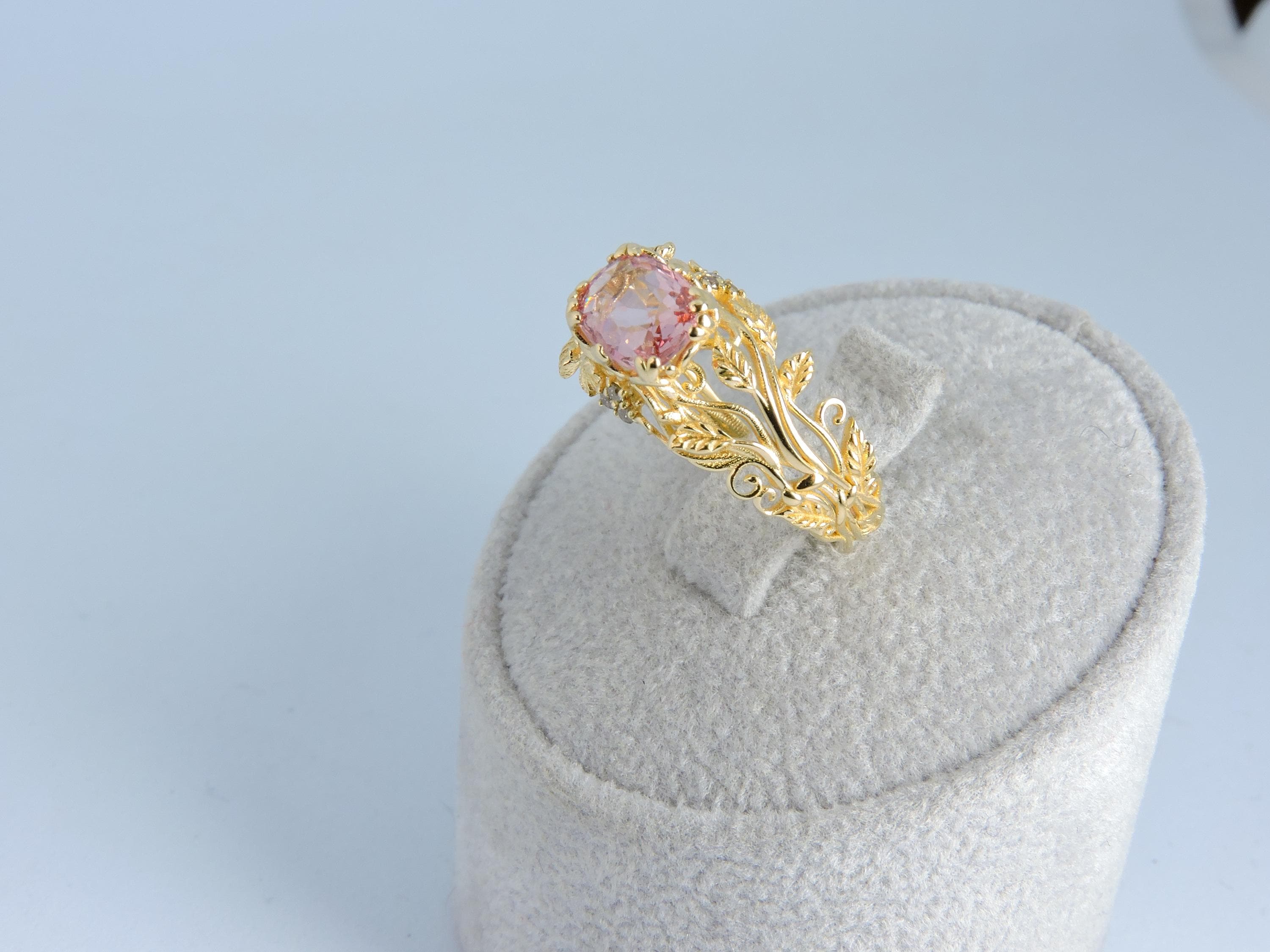 0.95 Ct Pink Spinel Filigree Gold Ring – Handmade Vintage Style Statement Ring – Solid Gold Fine Jewelry
