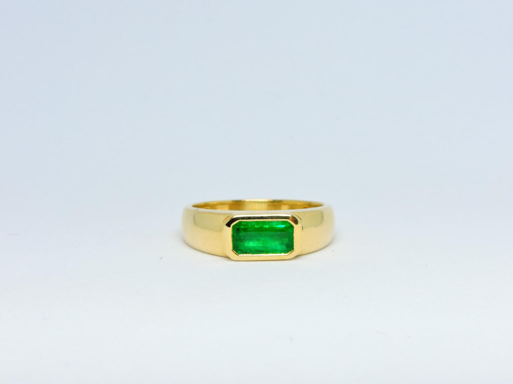 Emerald Gold Ring,  Stacking Ring, Unisex Emerald Ring, 14k Band Ring, Emerald Band