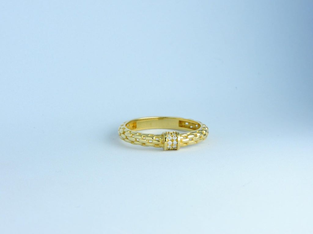 Stackable Ring, Gold Ring 14k, Diamond Ring, 14K Solid Gold Chain Ring, Dainty Diamond Stacking Ring
