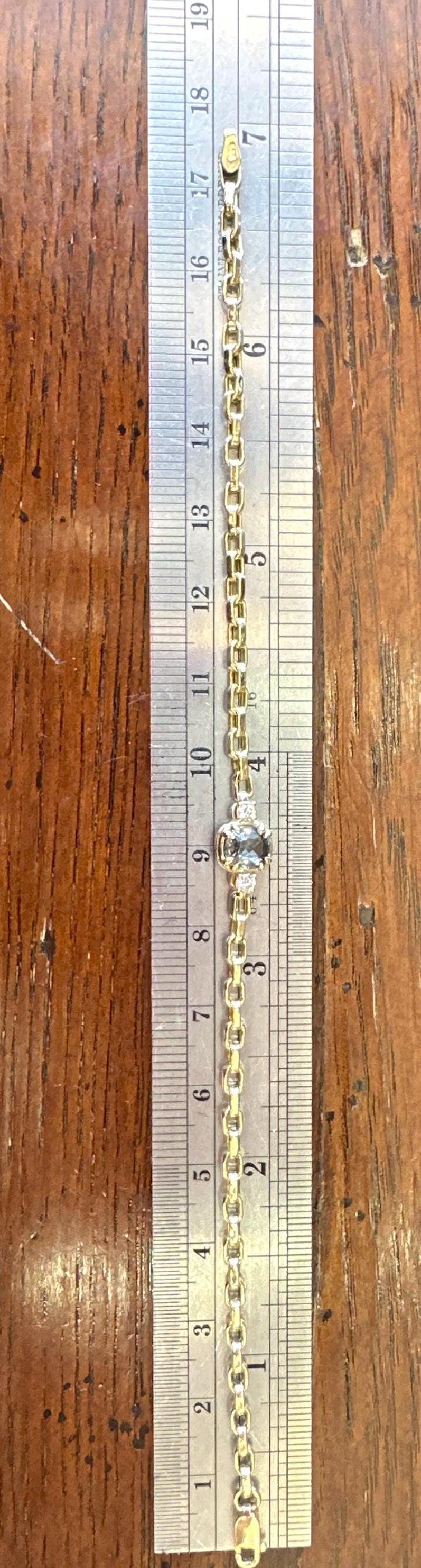 Cushion Gold Bracelet Grey Blue Spinel with Diamond Bracelet Halloween Birthday