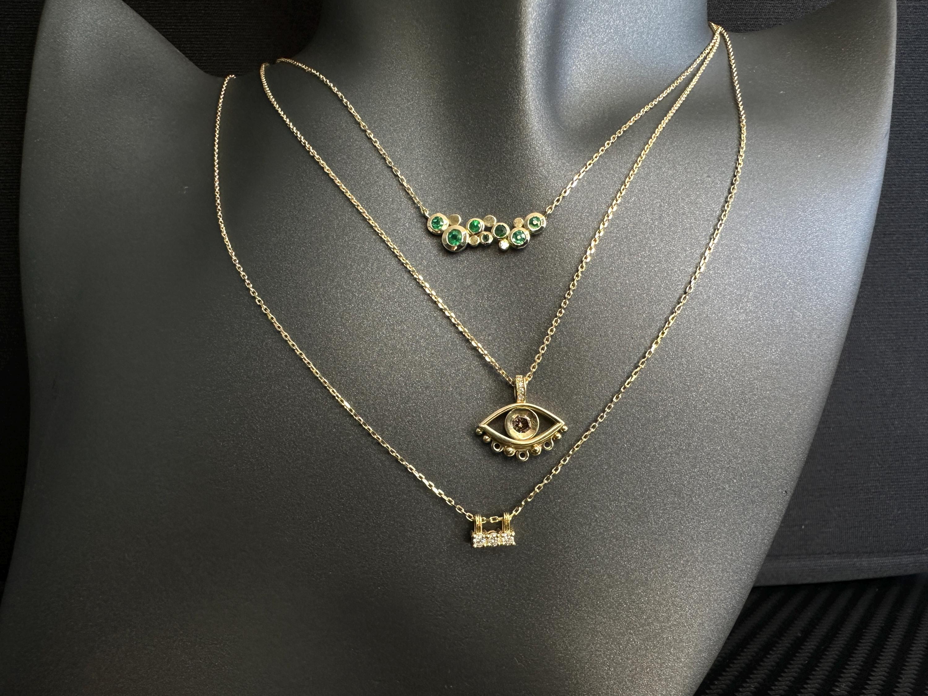 14k Gold Three Stone Diamond Necklace: Delicate Gift