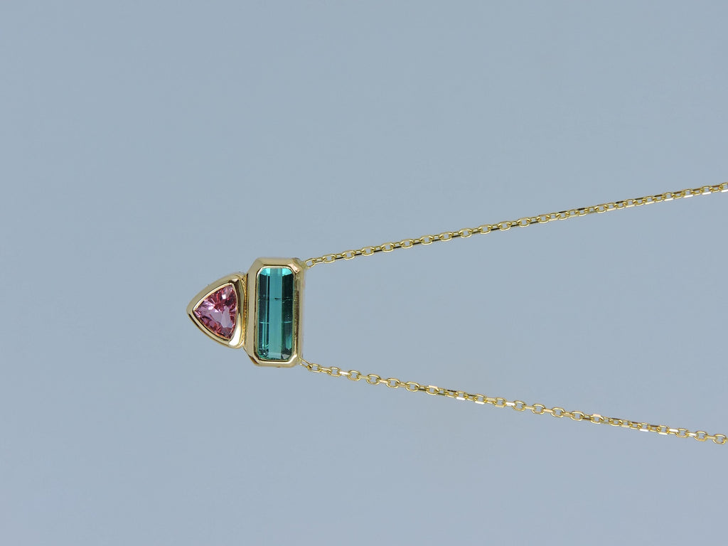 Tourmaline and Spinel 14K Gold Necklace
