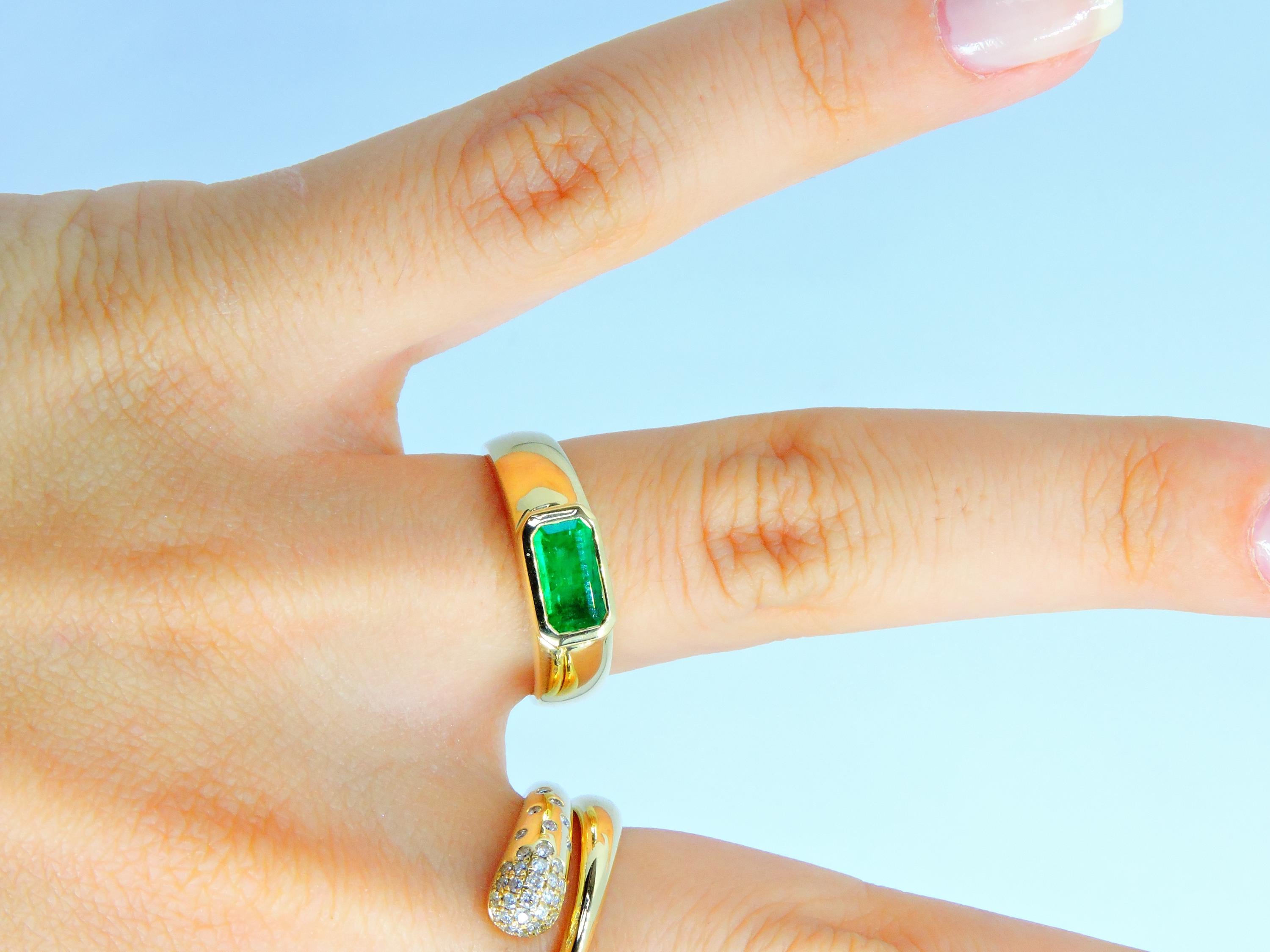 Emerald Gold Ring,  Stacking Ring, Unisex Emerald Ring, 14k Band Ring, Emerald Band