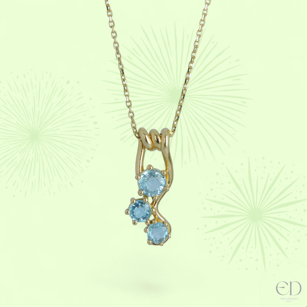 Handmade Paraiba Tourmaline 14k Gold Necklace, Prong Pendant