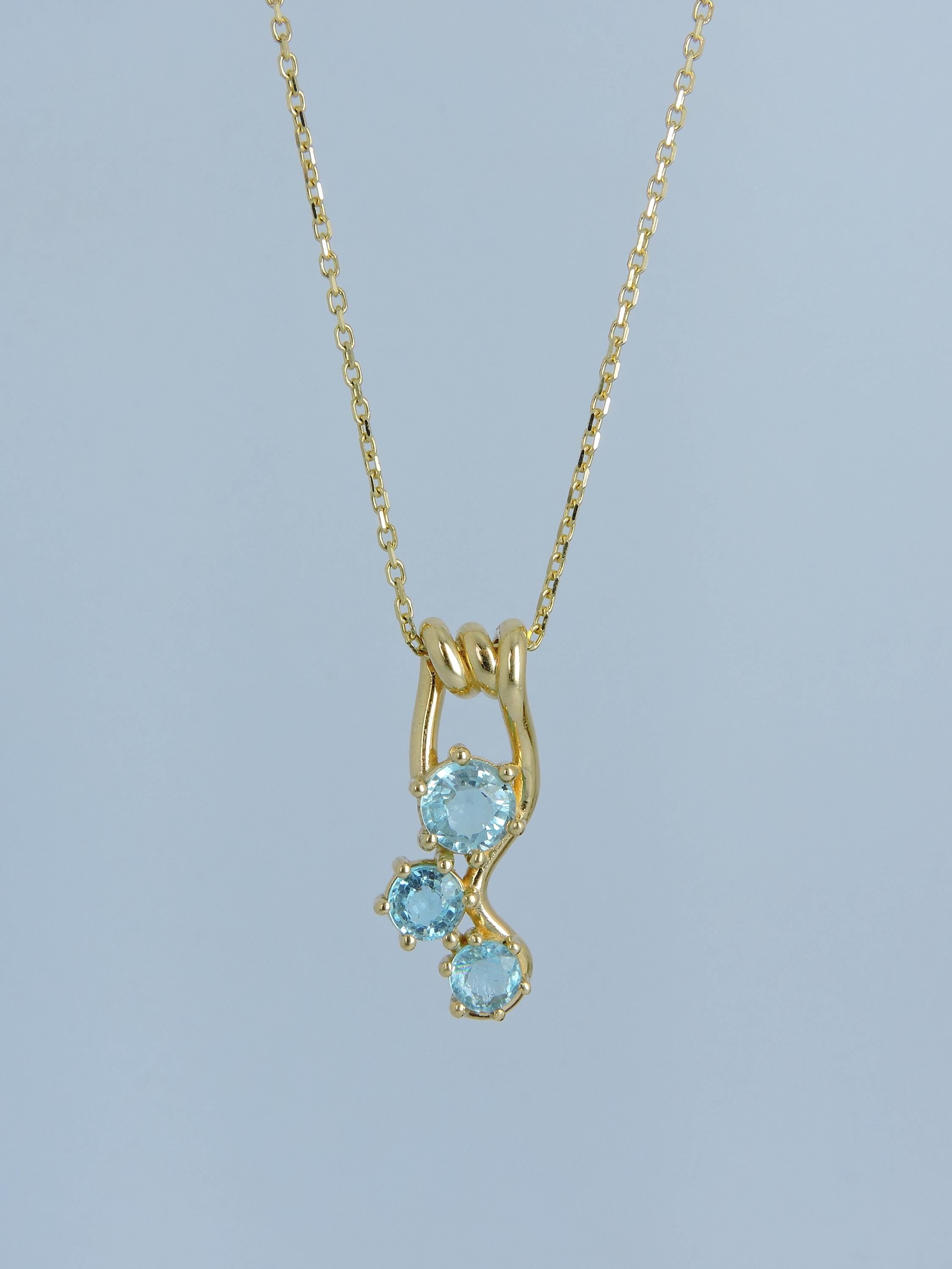 Handmade Paraiba Tourmaline 14k Gold Necklace, Prong Pendant