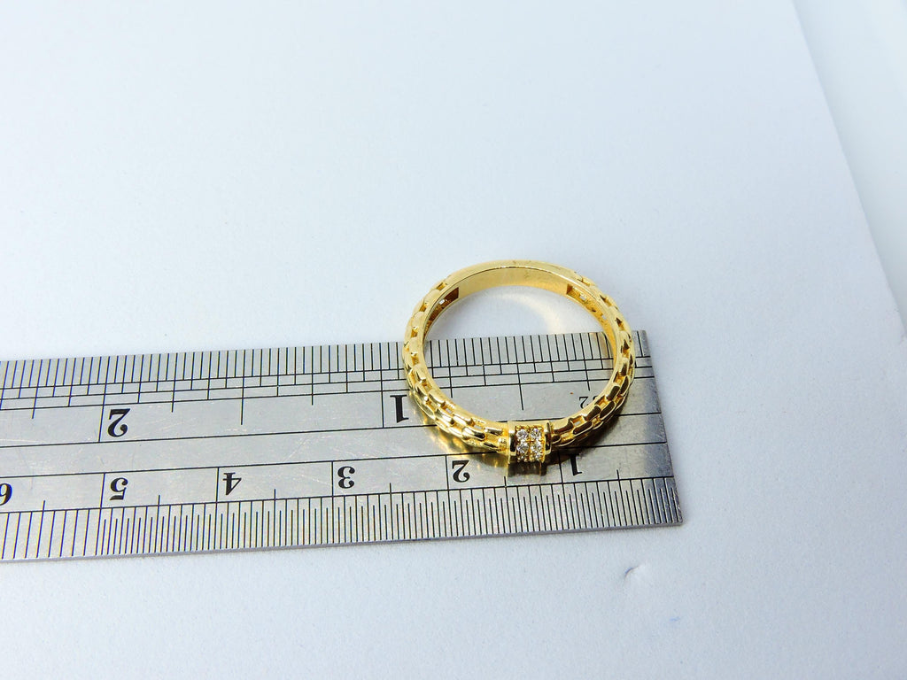 Stackable Ring, Gold Ring 14k, Diamond Ring, 14K Solid Gold Chain Ring, Dainty Diamond Stacking Ring
