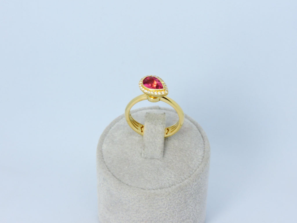 Spin Ring, Spinner Ring, Anxiety Relief Jewelry, 14k Rotating Top Ring, Pear Rubelite Ring,