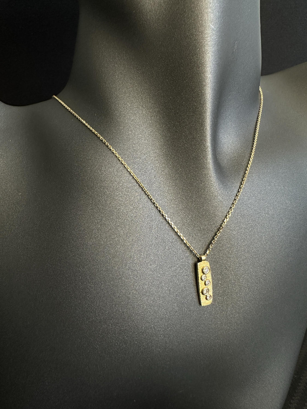 Handmade Diamond 14k Solid Gold Necklace Gift for Girlfriend Bezel Diamond Design Pendant